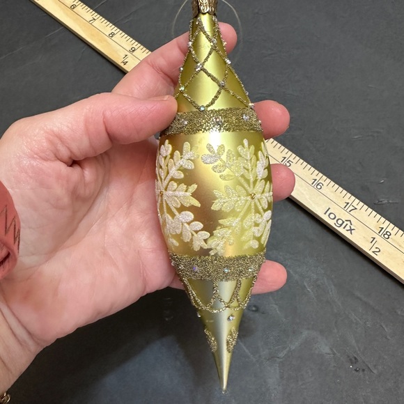 John Toole Icicle Shaped Gold Glass Christmas Ornament - Picture 3 of 11